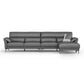 34"H Mission Craftsman Sectional Sofa Genuine Leather Sleeper Sectional 129"L x 63"W x 35"H Genuine Leather Dark Gray Clearhalo 'furn' 'furn_sectionals' 'Furniture' 'Living Room Furniture' 'Sectionals' 6567628