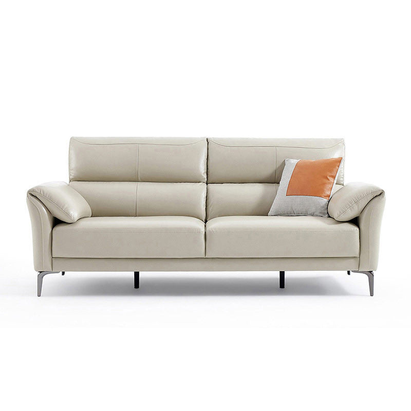 34"H Mission Craftsman Sectional Sofa Genuine Leather Sleeper Sectional 78"L x 37"W x 35"H Genuine Leather Gray Clearhalo 'furn' 'furn_sectionals' 'Furniture' 'Living Room Furniture' 'Sectionals' 6567629