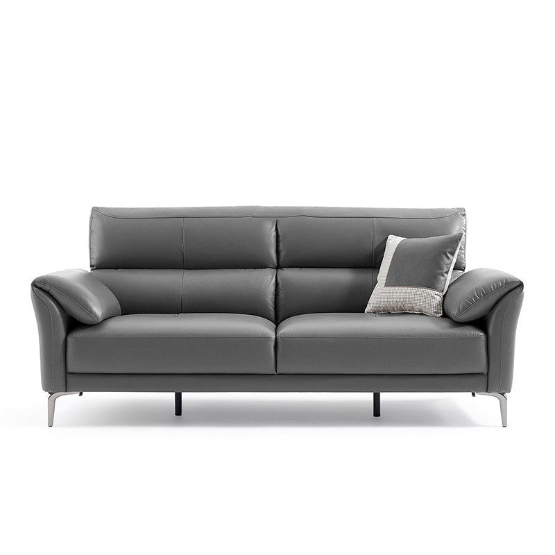 34"H Mission Craftsman Sectional Sofa Genuine Leather Sleeper Sectional 78"L x 37"W x 35"H Genuine Leather Dark Gray Clearhalo 'furn' 'furn_sectionals' 'Furniture' 'Living Room Furniture' 'Sectionals' 6567631