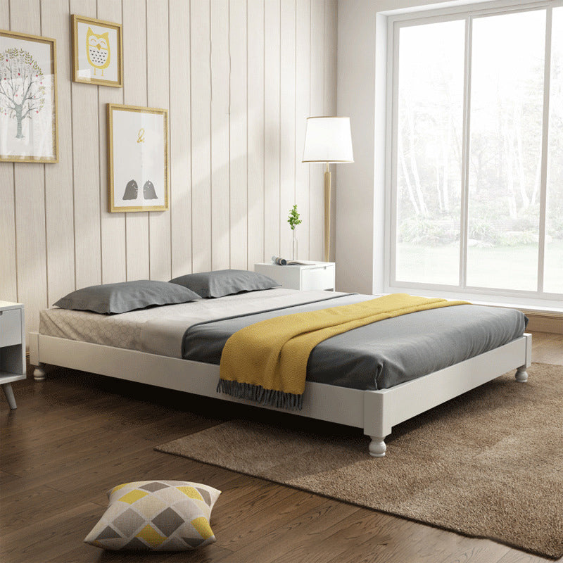 Solid Wood Standard Bed Contemporary Rubberwood Platform Bed with Legs