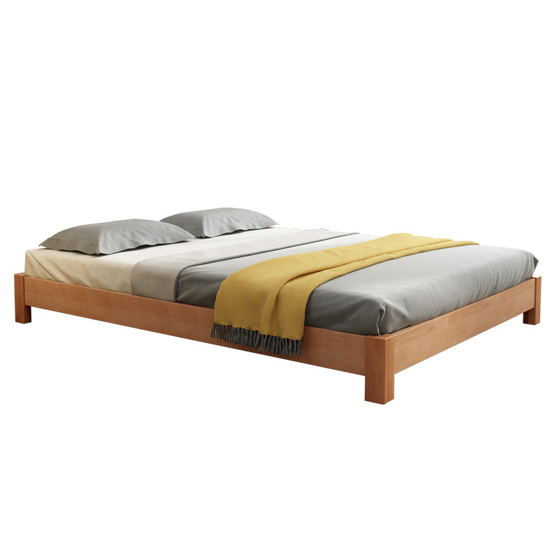 Solid Wood Standard Bed Contemporary Rubberwood Platform Bed with Legs