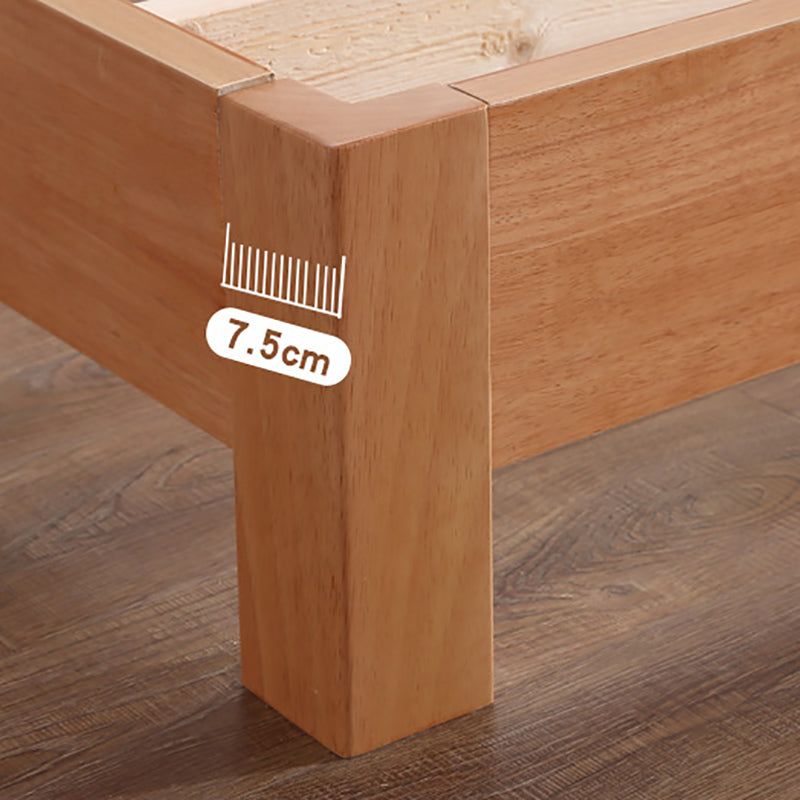 Solid Wood Standard Bed Contemporary Rubberwood Platform Bed with Legs