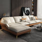 Canapé sectionnel Glam de 32 po de hauteur avec coussin en cuir blanc et dossier sectionnel
