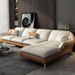 Canapé sectionnel Glam de 32 po de hauteur avec coussin en cuir blanc et dossier sectionnel