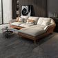 Canapé sectionnel Glam de 32 po de hauteur avec coussin en cuir blanc et dossier sectionnel