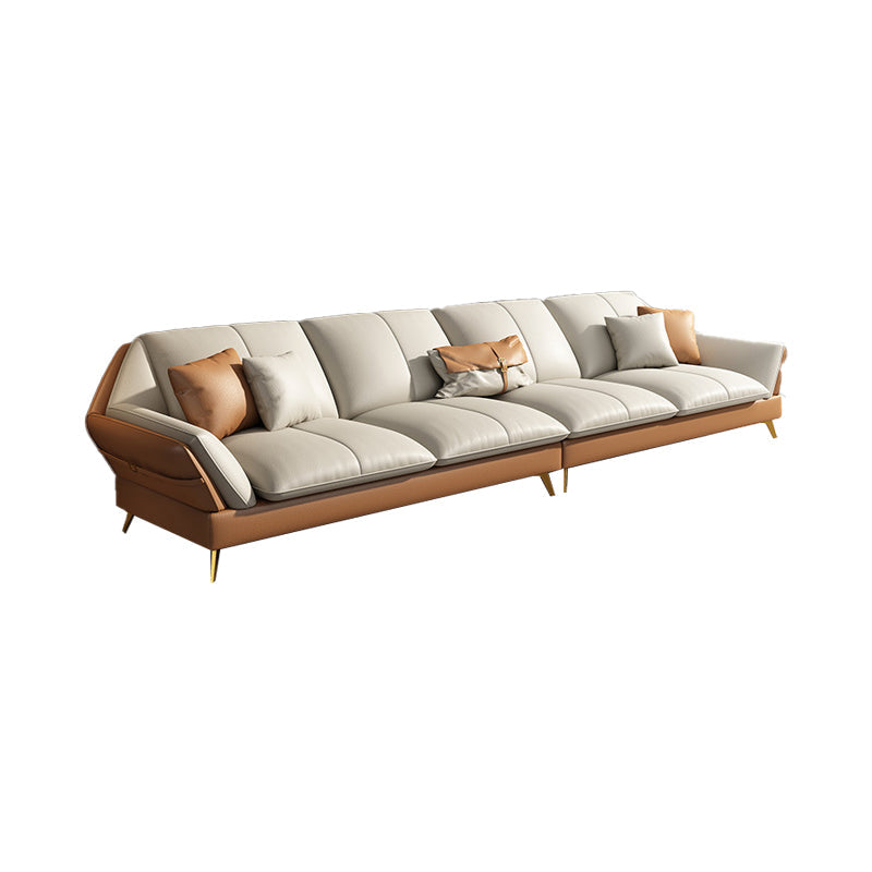 Canapé sectionnel Glam de 32 po de hauteur avec coussin en cuir blanc et dossier sectionnel