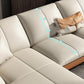 Canapé sectionnel Glam de 32 po de hauteur avec coussin en cuir blanc et dossier sectionnel