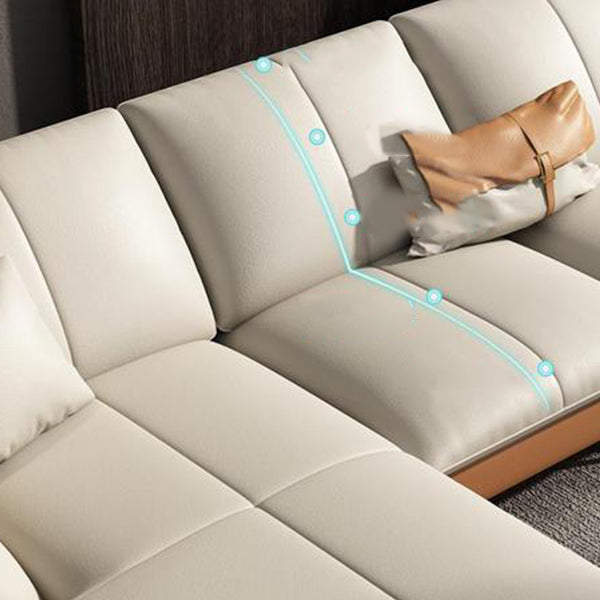 Canapé sectionnel Glam de 32 po de hauteur avec coussin en cuir blanc et dossier sectionnel
