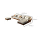 Canapé sectionnel Glam de 32 po de hauteur avec coussin en cuir blanc et dossier sectionnel