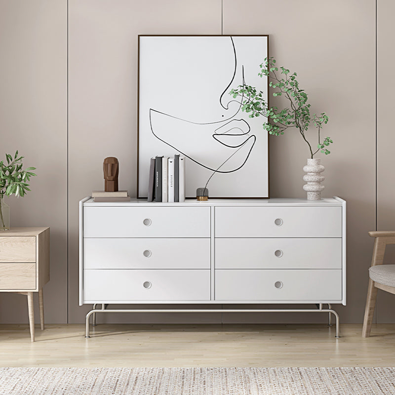 Mid-Century Modern Accent Chest with Drawers and Straight Legs in Brone 63"L x 16"W x 32"H White 6 Clearhalo 'Cabinets & Chests' 'cabinets_chests' 'furn' 'furn_cabinets_chests' 'Furniture' 'Living Room Furniture' 6567775