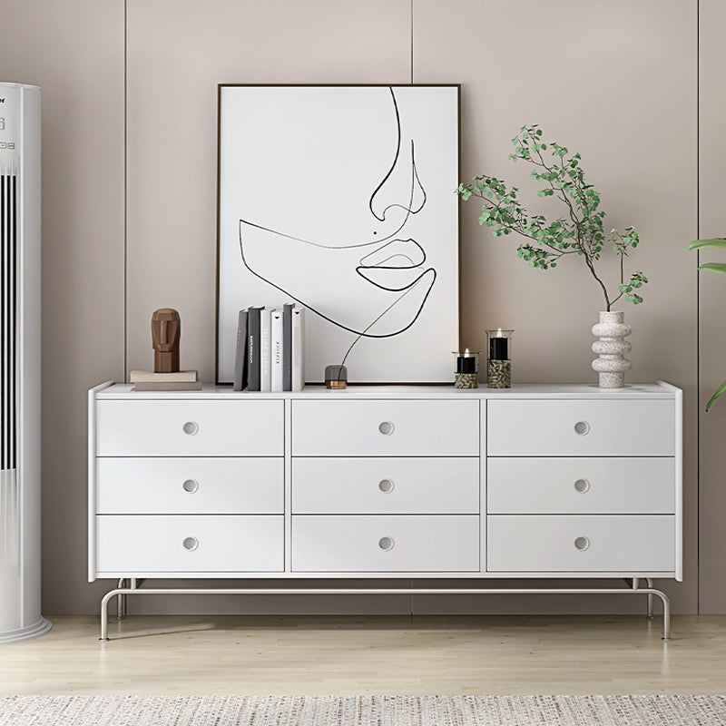 Mid-Century Modern Accent Chest with Drawers and Straight Legs in Brone 71"L x 16"W x 32"H White 9 Clearhalo 'Cabinets & Chests' 'cabinets_chests' 'furn' 'furn_cabinets_chests' 'Furniture' 'Living Room Furniture' 6567778