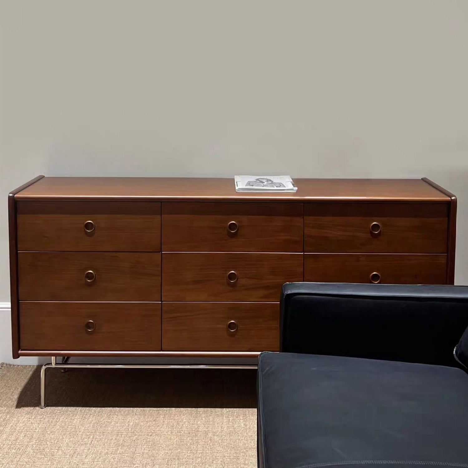 Mid-Century Modern Accent Chest with Drawers and Straight Legs in Brone Clearhalo 'Cabinets & Chests' 'cabinets_chests' 'furn' 'furn_cabinets_chests' 'Furniture' 'Living Room Furniture' 6567780
