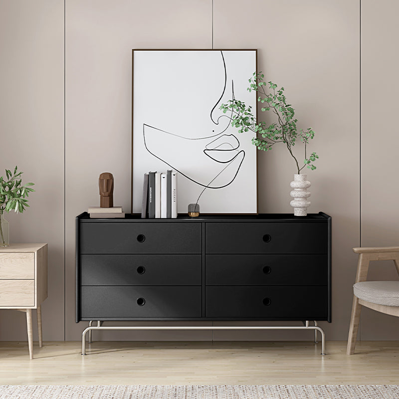 Mid-Century Modern Accent Chest with Drawers and Straight Legs in Brone 47"L x 16"W x 32"H Black 6 Clearhalo 'Cabinets & Chests' 'cabinets_chests' 'furn' 'furn_cabinets_chests' 'Furniture' 'Living Room Furniture' 6567783