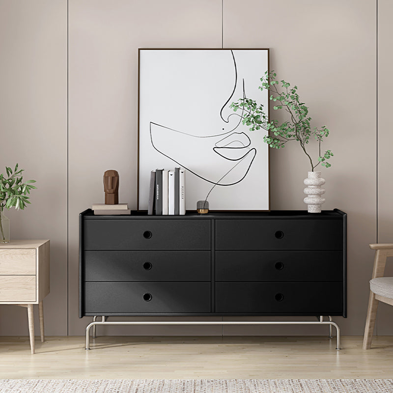 Mid-Century Modern Accent Chest with Drawers and Straight Legs in Brone 63"L x 16"W x 32"H Black 6 Clearhalo 'Cabinets & Chests' 'cabinets_chests' 'furn' 'furn_cabinets_chests' 'Furniture' 'Living Room Furniture' 6567784