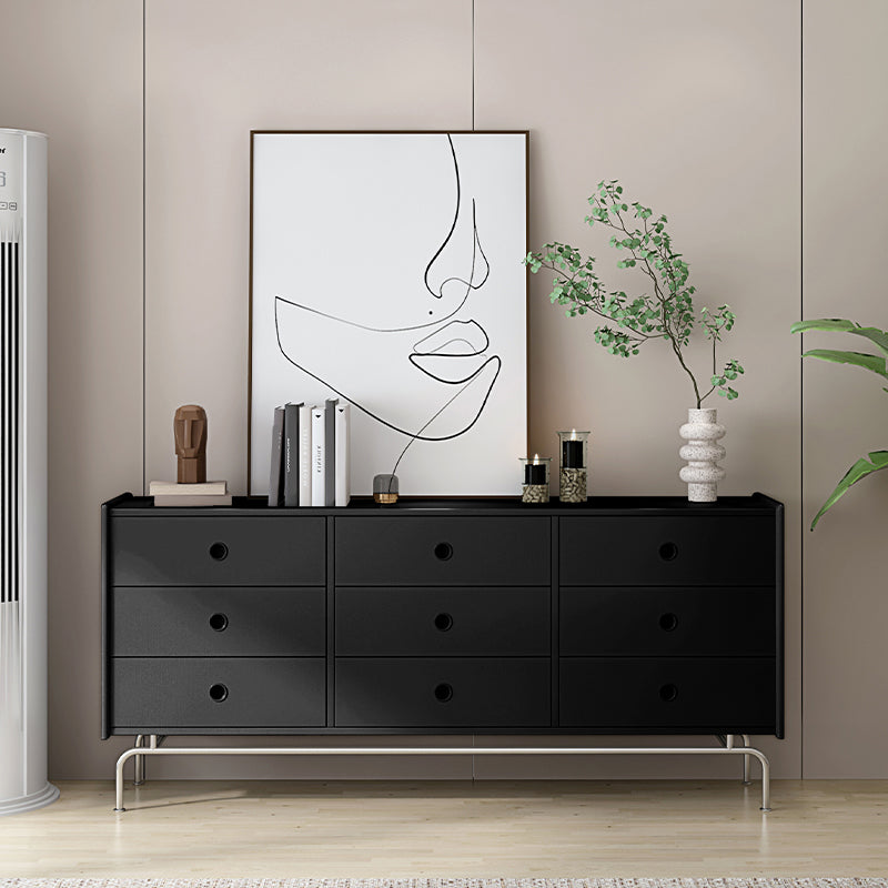 Mid-Century Modern Accent Chest with Drawers and Straight Legs in Brone 63"L x 16"W x 32"H Black 9 Clearhalo 'Cabinets & Chests' 'cabinets_chests' 'furn' 'furn_cabinets_chests' 'Furniture' 'Living Room Furniture' 6567787