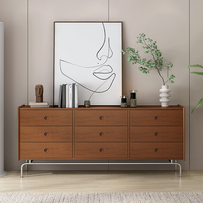 Mid-Century Modern Accent Chest with Drawers and Straight Legs in Brone 71"L x 16"W x 32"H Cherry 9 Clearhalo 'Cabinets & Chests' 'cabinets_chests' 'furn' 'furn_cabinets_chests' 'Furniture' 'Living Room Furniture' 6567794