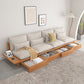 Contemporary Beige Sofa with Pillows Back and Drawers for Living Room