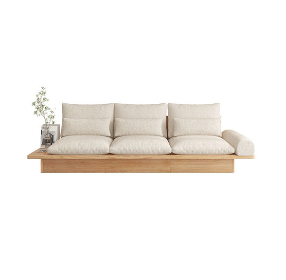 Contemporary Beige Sofa with Pillows Back and Drawers for Living Room