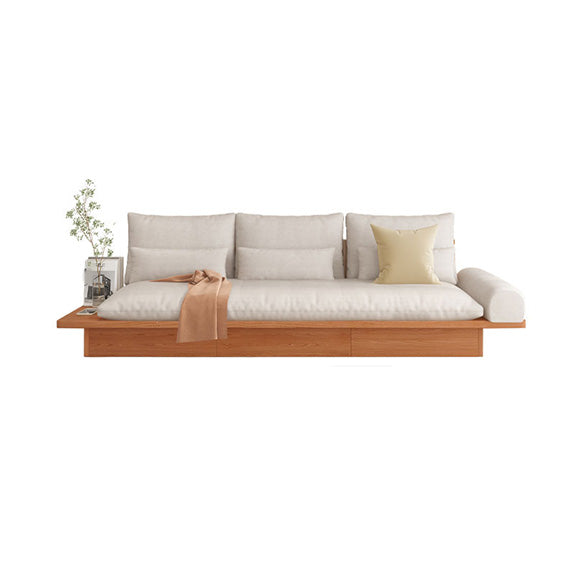 Zeitgenössisches beige Sofa mit Kissen zurück und Schubladen für das Wohnzimmer