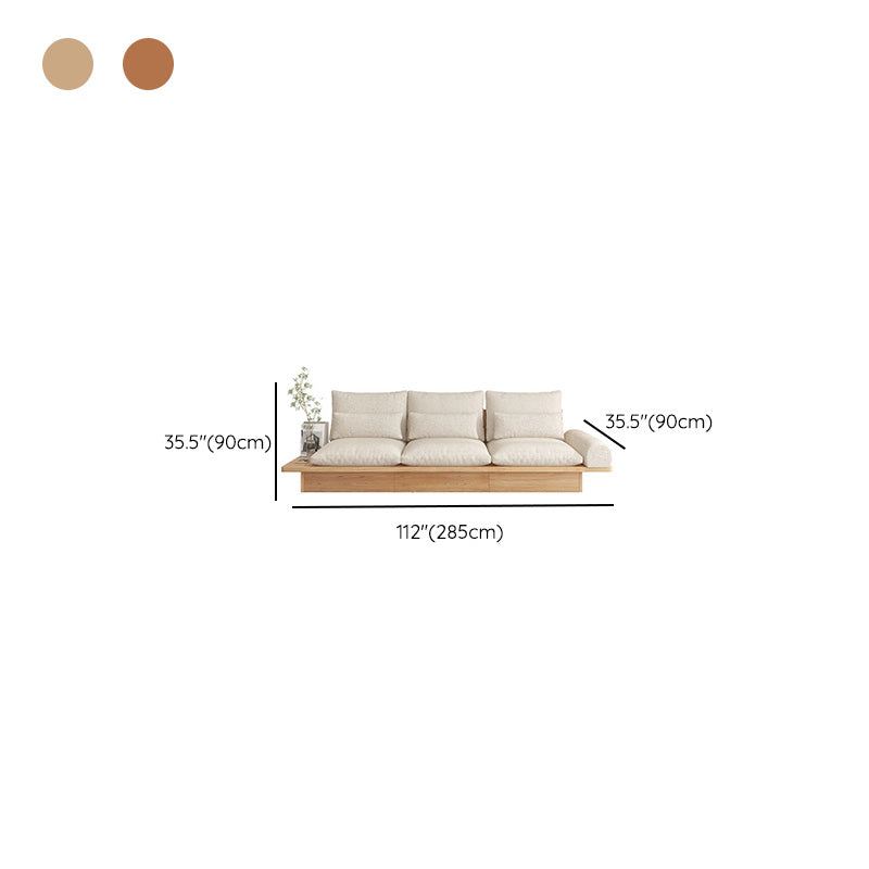 Contemporary Beige Sofa with Pillows Back and Drawers for Living Room