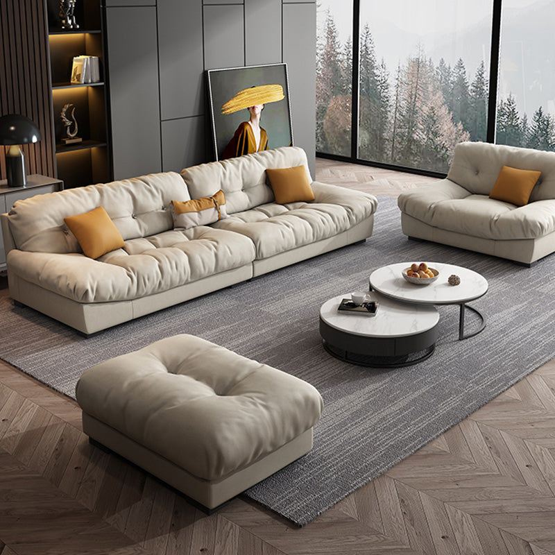 Scandinavian Beige Sofa with Tufted Back and Flared Arm for Living Room Clearhalo 'furn' 'furn_sofas' 'Furniture' 'Living Room Furniture' 'Sofa' 'sofas' 6567918