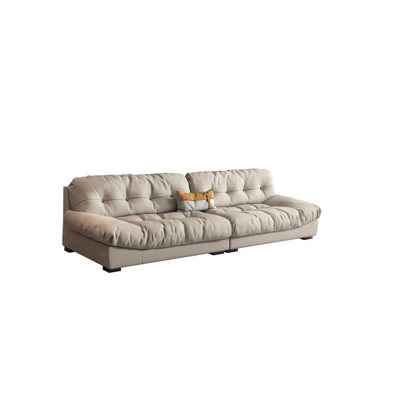 Scandinavian Beige Sofa with Tufted Back and Flared Arm for Living Room Polyester Blend Clearhalo 'furn' 'furn_sofas' 'Furniture' 'Living Room Furniture' 'Sofa' 'sofas' 6567919