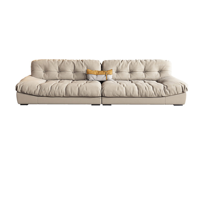 Scandinavian Beige Sofa with Tufted Back and Flared Arm for Living Room Clearhalo 'furn' 'furn_sofas' 'Furniture' 'Living Room Furniture' 'Sofa' 'sofas' 6567921