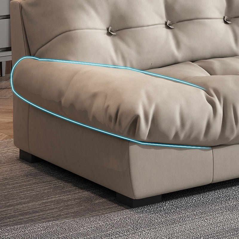 Scandinavian Beige Sofa with Tufted Back and Flared Arm for Living Room Clearhalo 'furn' 'furn_sofas' 'Furniture' 'Living Room Furniture' 'Sofa' 'sofas' 6567924