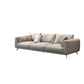 Contemporary Faux Leather Pillows Back Sofa with Tuxedo Arm in Beige 134"L x 40.5"W x 27.5"H Clearhalo 'furn' 'furn_sofas' 'Furniture' 'Living Room Furniture' 'Sofa' 'sofas' 6567936