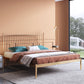 Glam Golden Finish Metallic Bed Wire-Grid Iron Bed Frame with Headboard