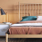 Glam Golden Finish Metallic Bed Wire-Grid Iron Bed Frame with Headboard