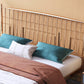 Glam Golden Finish Metallic Bed Wire-Grid Iron Bed Frame with Headboard