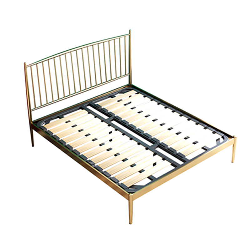 Glam Golden Finish Metallic Bed Wire-Grid Iron Bed Frame with Headboard