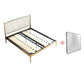 Glam Golden Finish Metallic Bed Wire-Grid Iron Bed Frame with Headboard