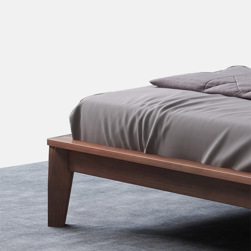 モダンパネルベッド不幸な木材標準ベッド布張りヘッドボードなし