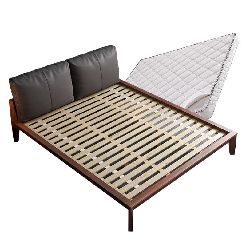 モダンパネルベッド不幸な木材標準ベッド布張りヘッドボードなし