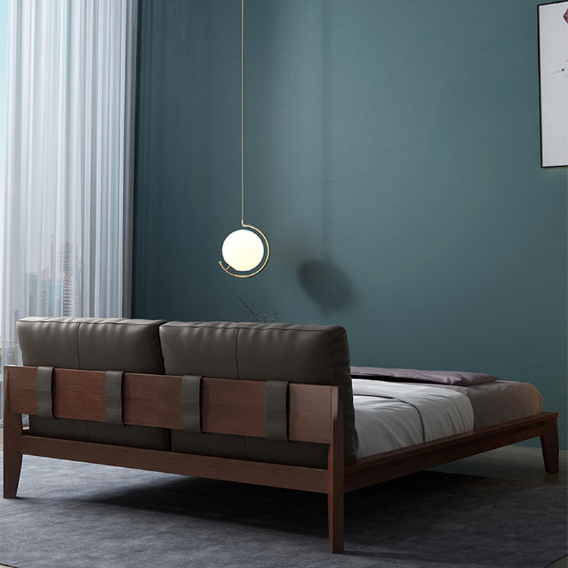 モダンパネルベッド不幸な木材標準ベッド布張りヘッドボードなし