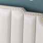 Luxe lederen bed beige gestoffeerd bedframe met nagellop -trim