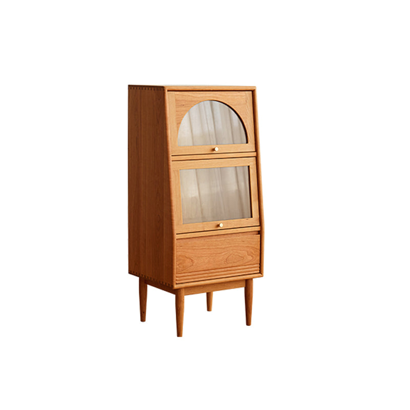 2 - Door and 1 - Drawer Solid Wood Chest 43.3" Tall Glass Paned Side Cabinet Clearhalo 'Cabinets & Chests' 'cabinets_chests' 'furn' 'furn_cabinets_chests' 'Furniture' 'Living Room Furniture' 6568046
