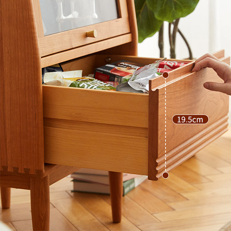 2 - Door and 1 - Drawer Solid Wood Chest 43.3" Tall Glass Paned Side Cabinet Clearhalo 'Cabinets & Chests' 'cabinets_chests' 'furn' 'furn_cabinets_chests' 'Furniture' 'Living Room Furniture' 6568049