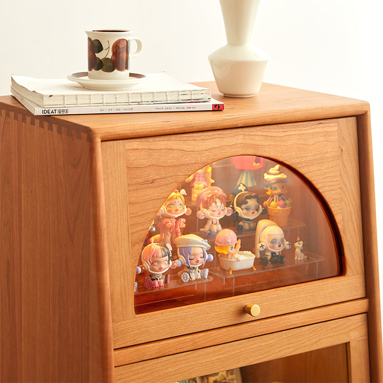 2 - Door and 1 - Drawer Solid Wood Chest 43.3" Tall Glass Paned Side Cabinet Clearhalo 'Cabinets & Chests' 'cabinets_chests' 'furn' 'furn_cabinets_chests' 'Furniture' 'Living Room Furniture' 6568050