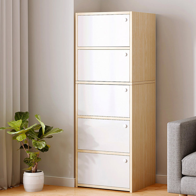 Modern Knobs Handle Storage Cabinet Solid Wood Standard Cabinet 16"L x 12"W x 50"H Natural Wood White Clearhalo 'Cabinets & Chests' 'cabinets_chests' 'furn' 'furn_cabinets_chests' 'Furniture' 'Living Room Furniture' 6568071