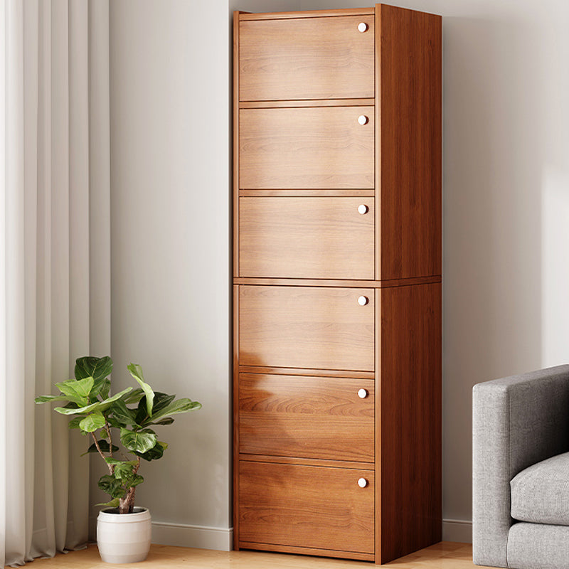 Modern Knobs Handle Storage Cabinet Solid Wood Standard Cabinet 16"L x 12"W x 60"H Walnut Clearhalo 'Cabinets & Chests' 'cabinets_chests' 'furn' 'furn_cabinets_chests' 'Furniture' 'Living Room Furniture' 6568081
