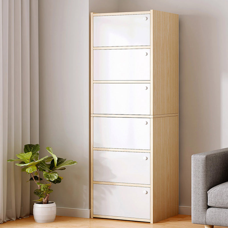 Modern Knobs Handle Storage Cabinet Solid Wood Standard Cabinet 16"L x 9"W x 60"H Walnut Clearhalo 'Cabinets & Chests' 'cabinets_chests' 'furn' 'furn_cabinets_chests' 'Furniture' 'Living Room Furniture' 6568087