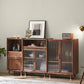 Storage Solid Wood Glass Door Cabinet Mid Century Chest in Walnut Clearhalo 'Cabinets & Chests' 'cabinets_chests' 'furn' 'furn_cabinets_chests' 'Furniture' 'Living Room Furniture' 6568101