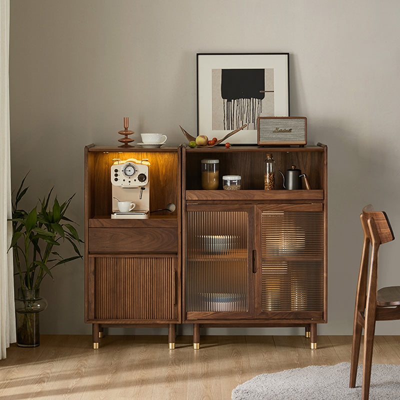 Storage Solid Wood Glass Door Cabinet Mid Century Chest in Walnut Clearhalo 'Cabinets & Chests' 'cabinets_chests' 'furn' 'furn_cabinets_chests' 'Furniture' 'Living Room Furniture' 6568110