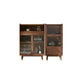 Storage Solid Wood Glass Door Cabinet Mid Century Chest in Walnut 30"L x 16"W x 41"H + 20"L x 16"W x 41"H Clearhalo 'Cabinets & Chests' 'cabinets_chests' 'furn' 'furn_cabinets_chests' 'Furniture' 'Living Room Furniture' 6568113