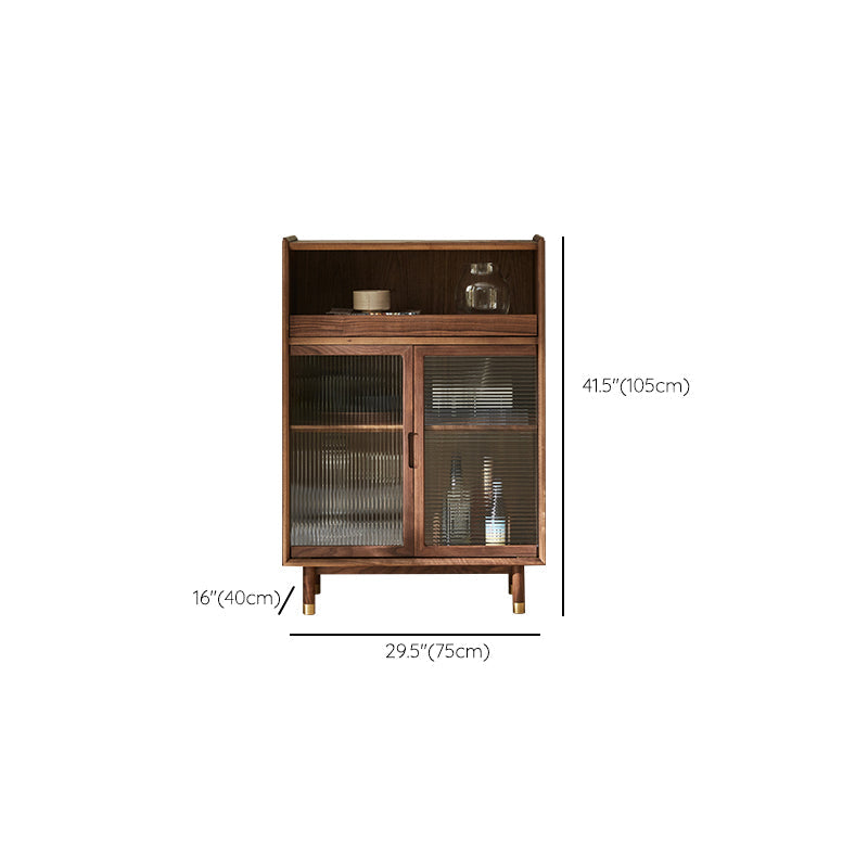 Storage Solid Wood Glass Door Cabinet Mid Century Chest in Walnut Clearhalo 'Cabinets & Chests' 'cabinets_chests' 'furn' 'furn_cabinets_chests' 'Furniture' 'Living Room Furniture' 6568114
