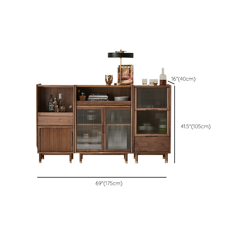 Storage Solid Wood Glass Door Cabinet Mid Century Chest in Walnut Clearhalo 'Cabinets & Chests' 'cabinets_chests' 'furn' 'furn_cabinets_chests' 'Furniture' 'Living Room Furniture' 6568116