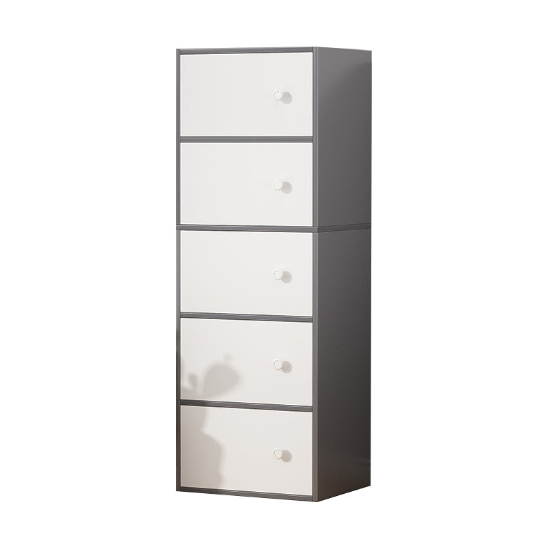 Knobs Handle Storage Cabinet Wood Standard Cabinet with Drawer 16"L x 12"W x 50"H Gray-White Clearhalo 'Cabinets & Chests' 'cabinets_chests' 'furn' 'furn_cabinets_chests' 'Furniture' 'Living Room Furniture' 6568148